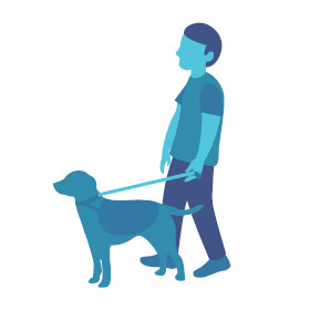 Hombre con perro guía