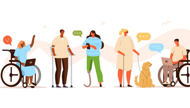 Ilustración de personas con discapacidad